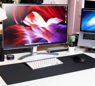 A desktop computer sitting on top of a desk