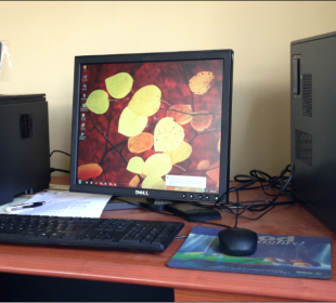 A desktop computer sitting on top of a desk