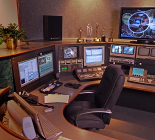 A desktop computer sitting on top of a table