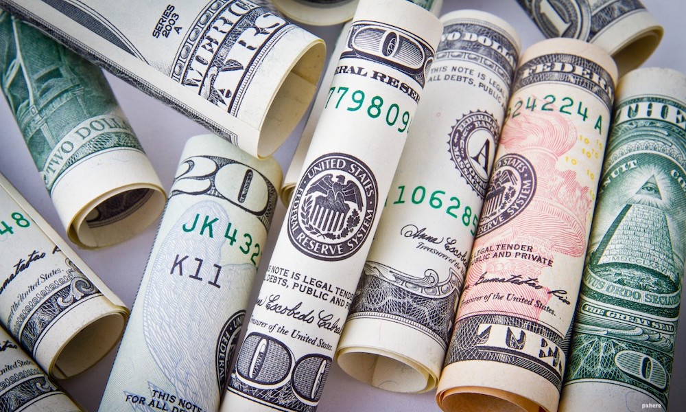 A lot of money on floor